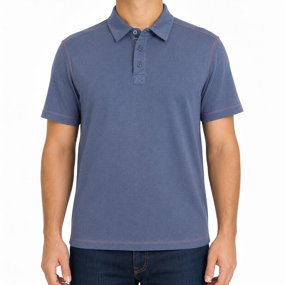 Age Of Wisdom Polo Shirt Men Medium Blue Short Sleeve Golf Performance
